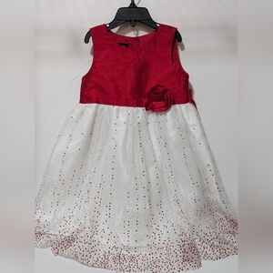 Holiday Editions |™ Toddler Girl's 4T Red/White/Silver Holiday Party Dress